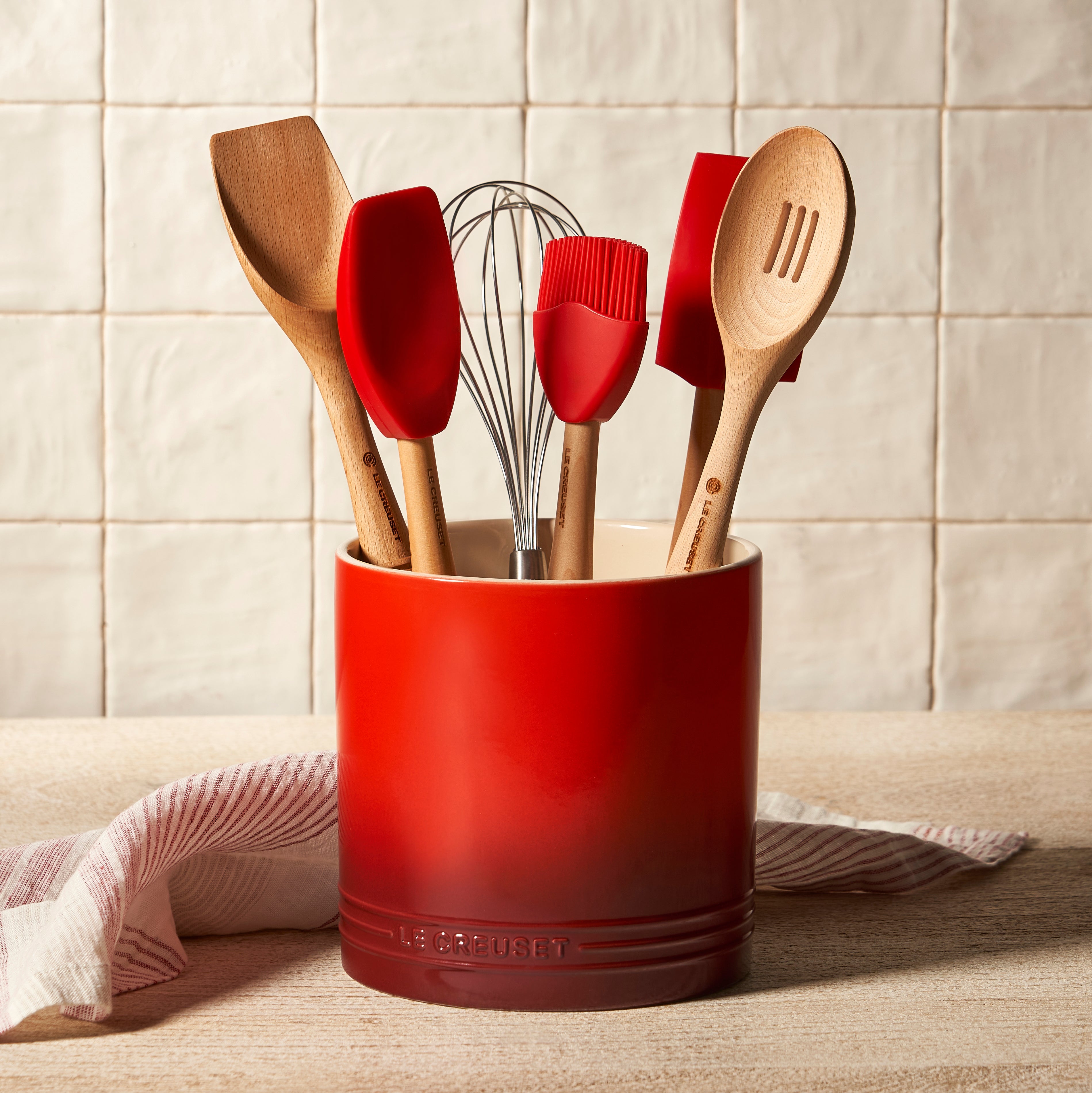 Signature Utensil Crock in Cerise 2.7 qt.