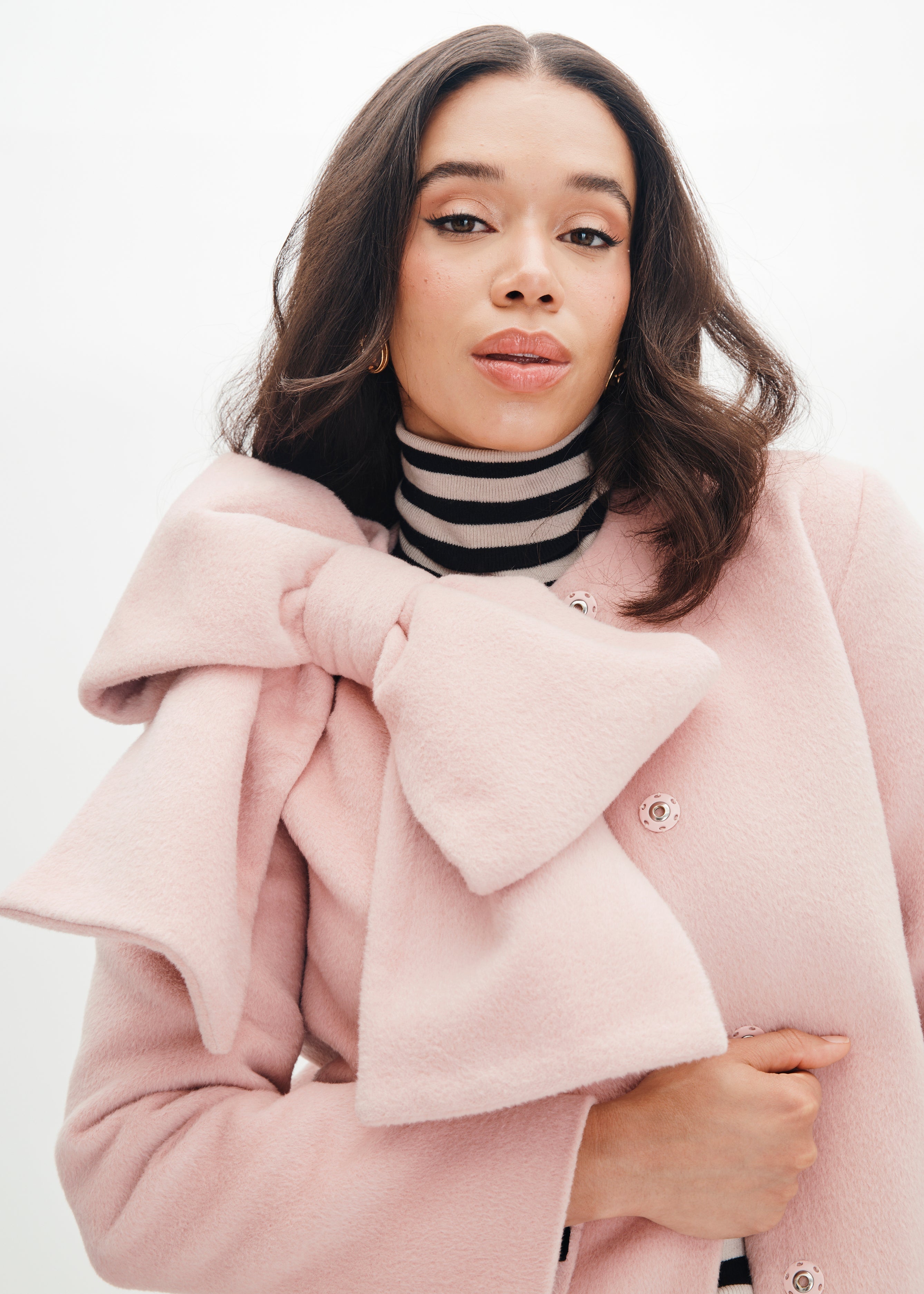 Phoebe Coat in Rose Meringue Wool Angora