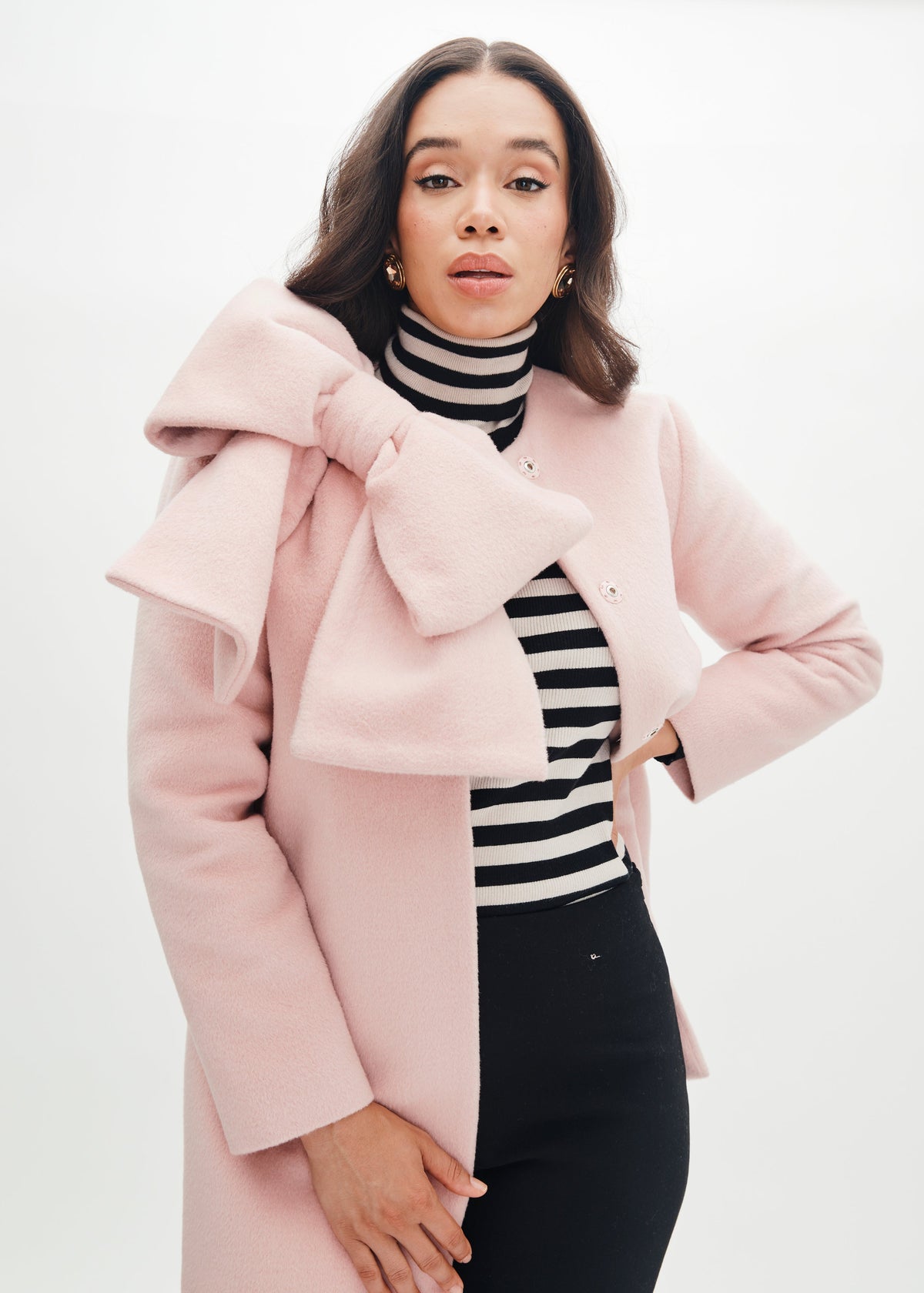 Phoebe Coat in Rose Meringue Wool Angora