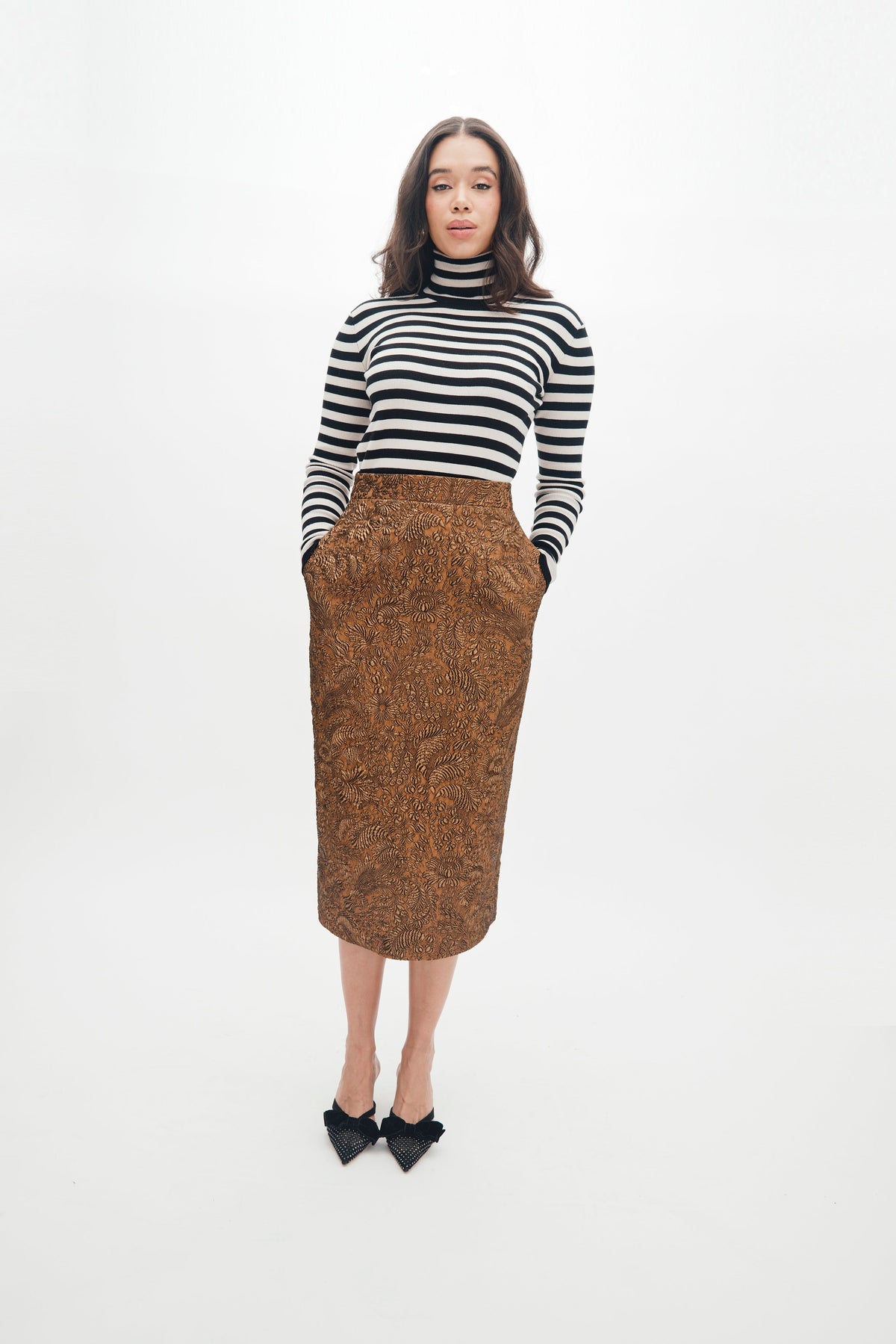 Sienna Skirt in Bronze Brocade
