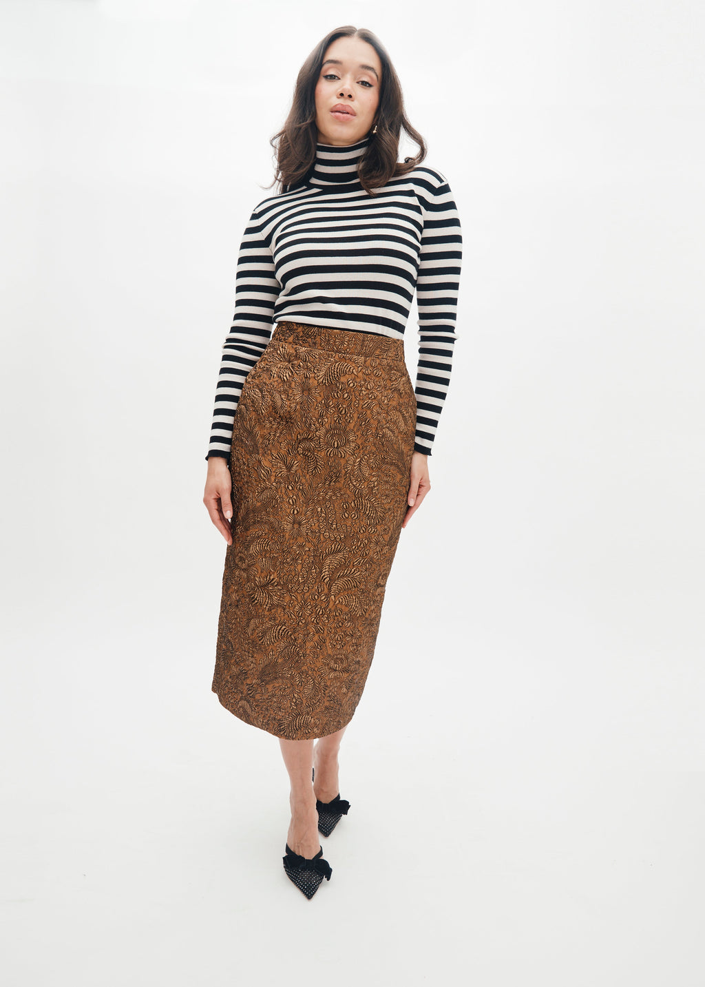 Sienna Skirt in Bronze Brocade