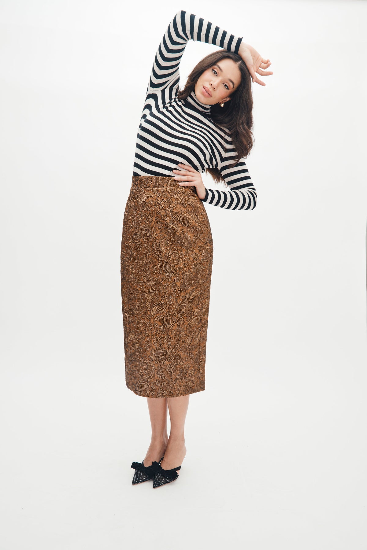 Sienna Skirt in Bronze Brocade