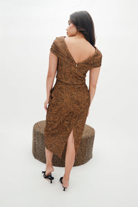 Bethany Top in Bronze Brocade