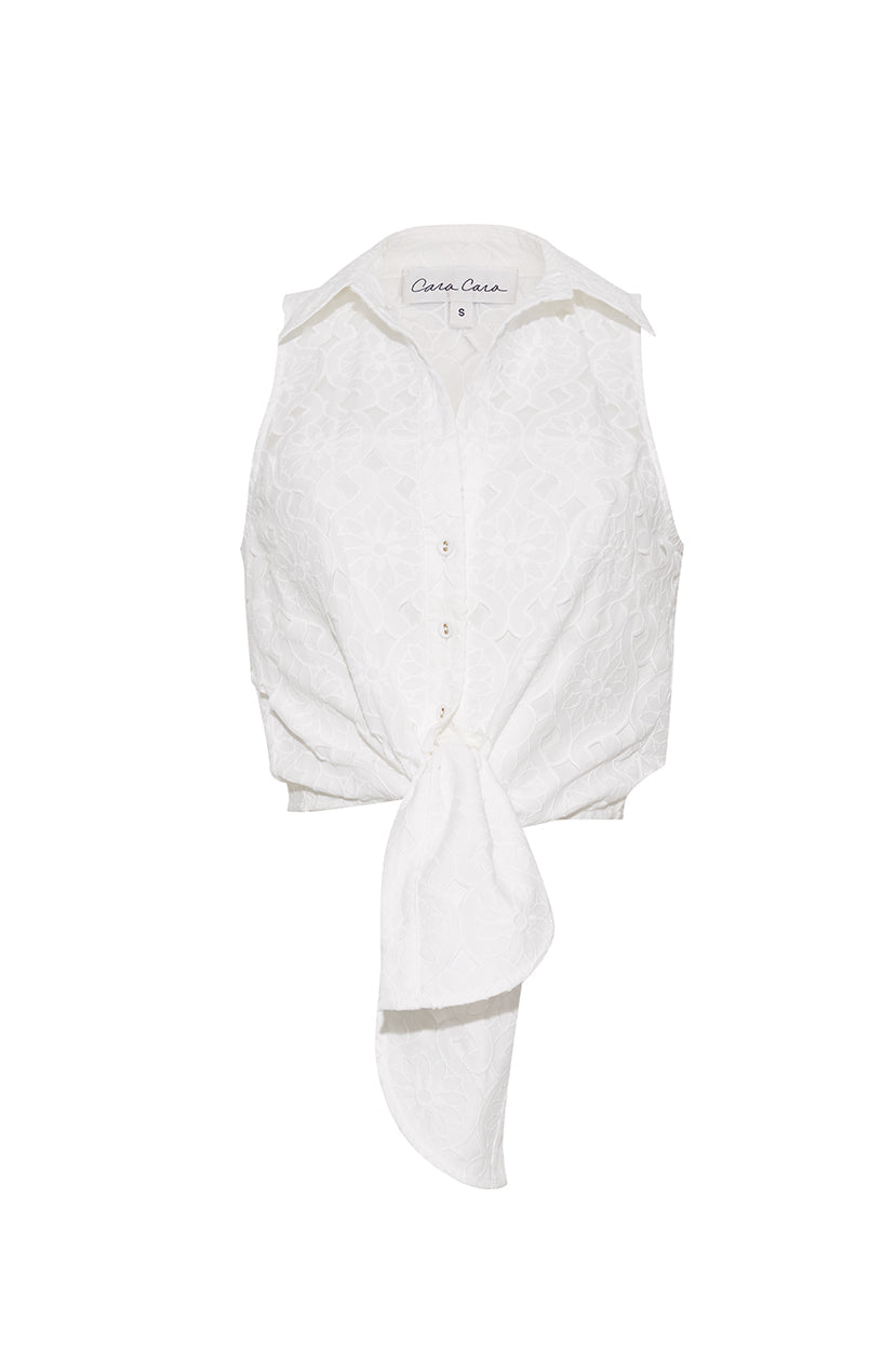Highland Top in Trellis Eyelet White