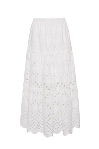 Melanie Skirt in Trellis Eyelet White