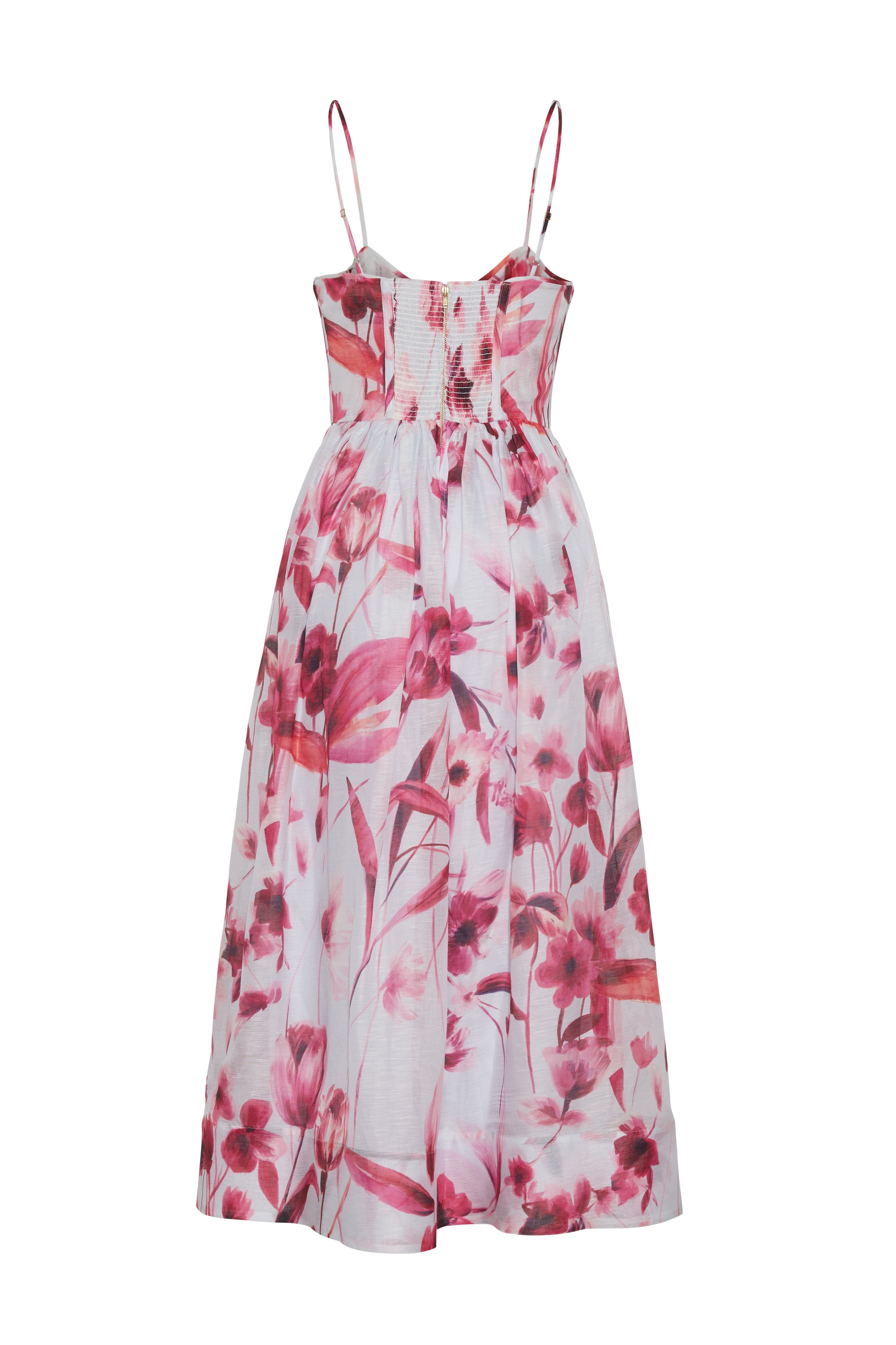 Alba Midi Dress in Petal Sketch Light Blue