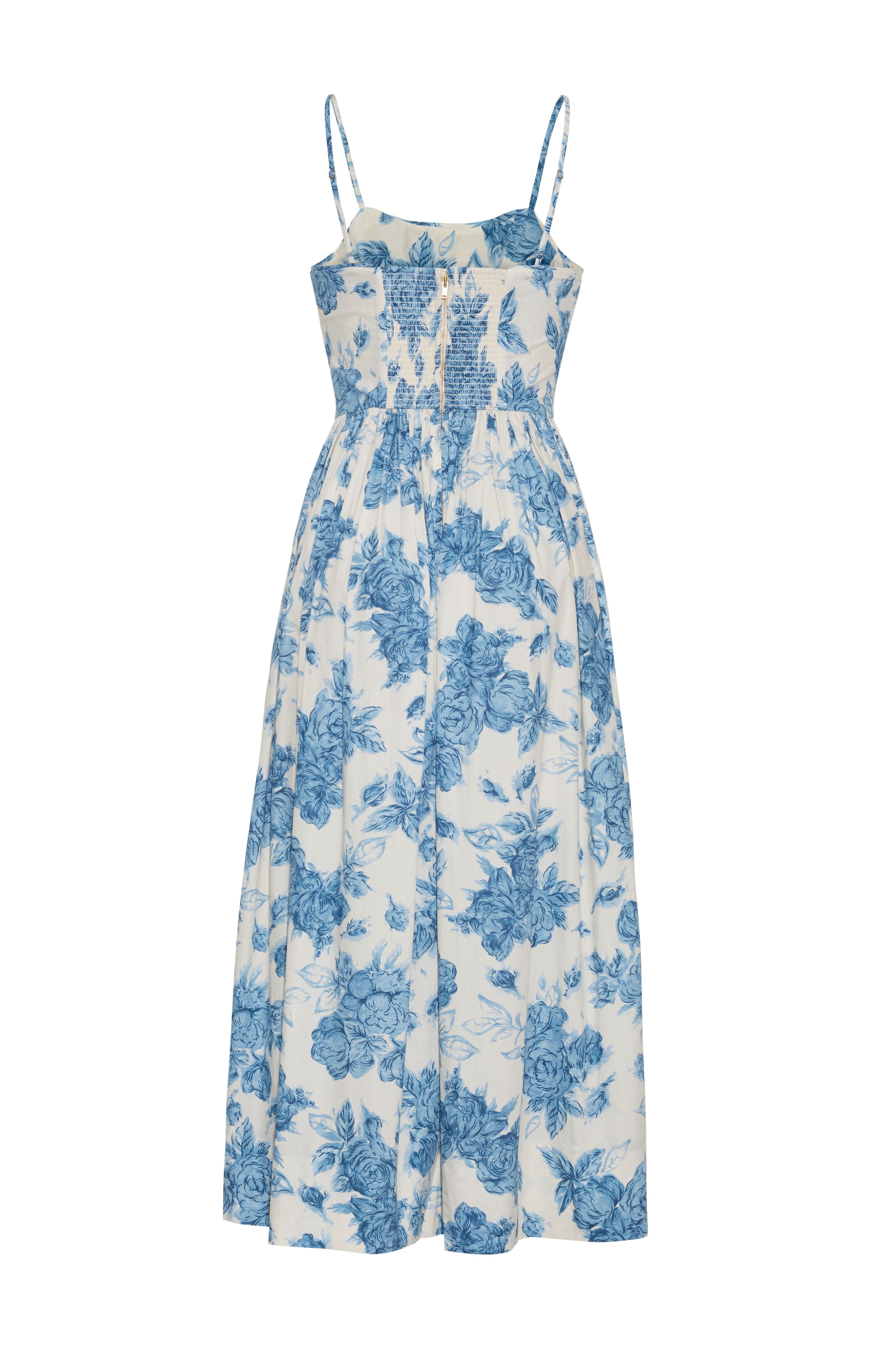 Alba Midi Dress in Tossed Floral Blue