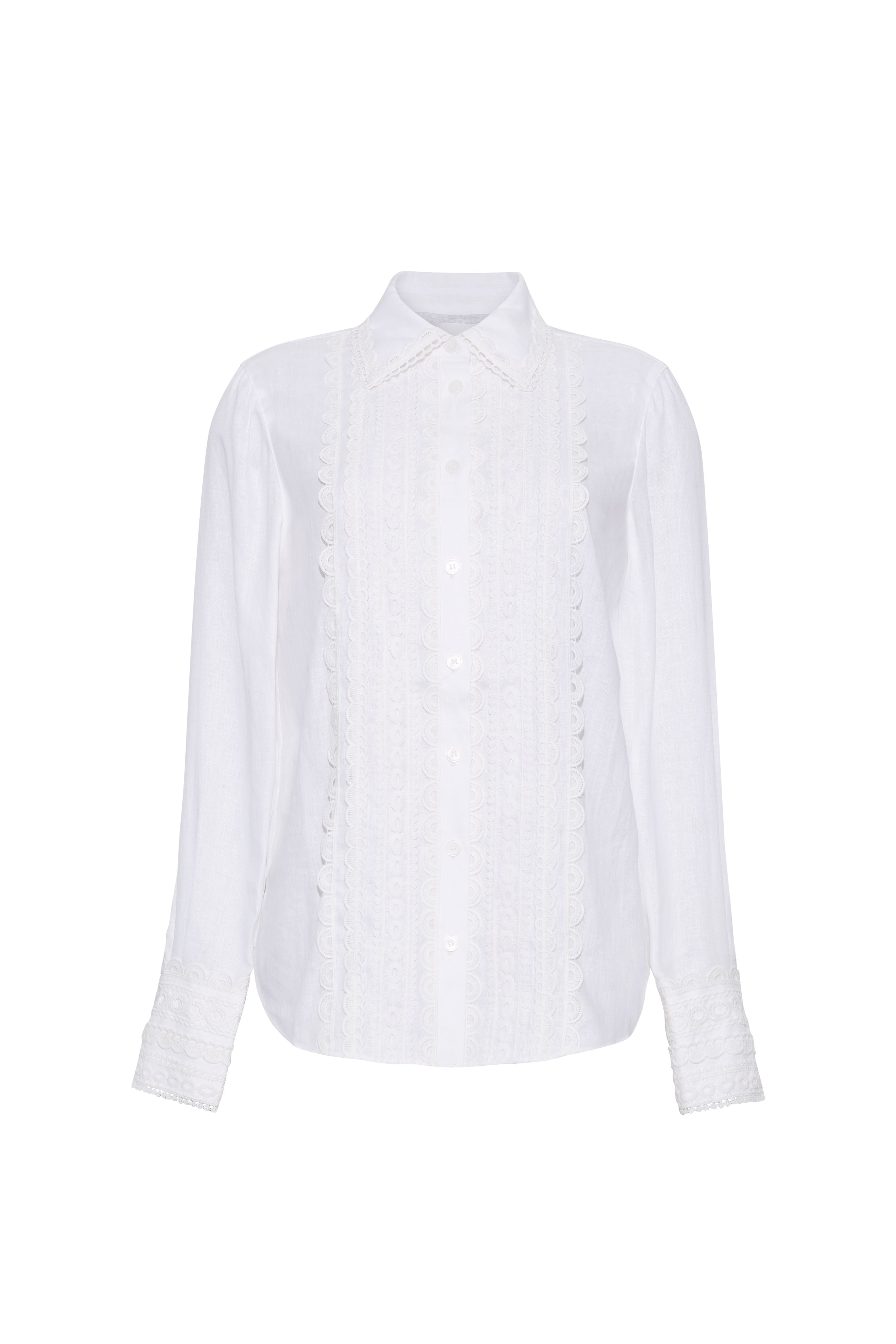 Ideal Shirt in Lace Inserts White