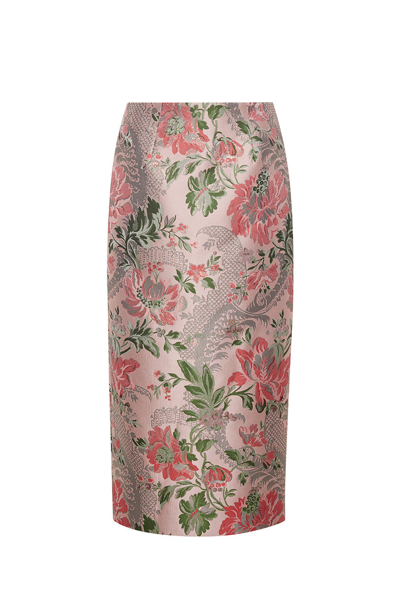Sienna Skirt in Jacquard Pink Flower
