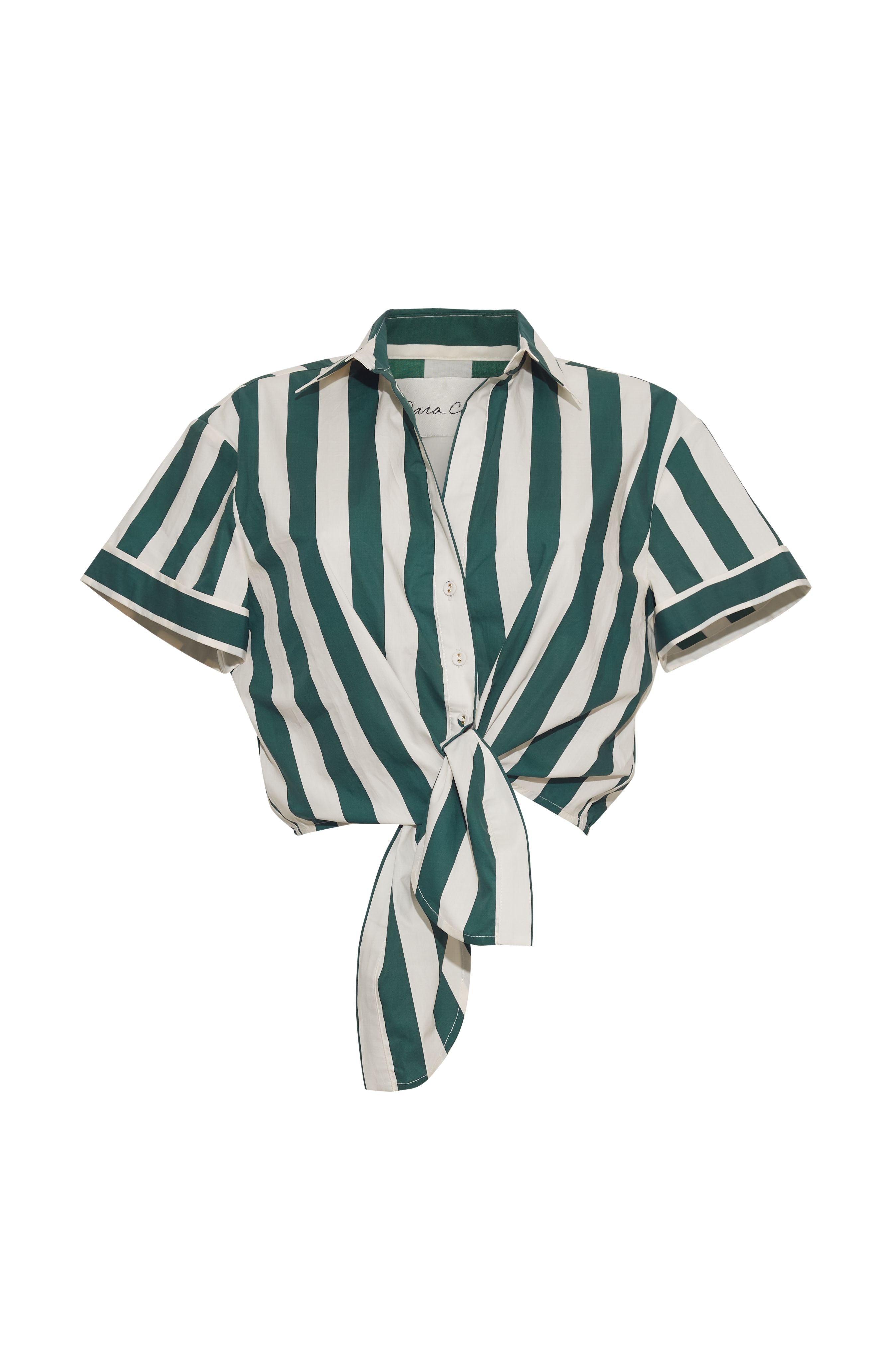 Asbury Top in Green White Stripe