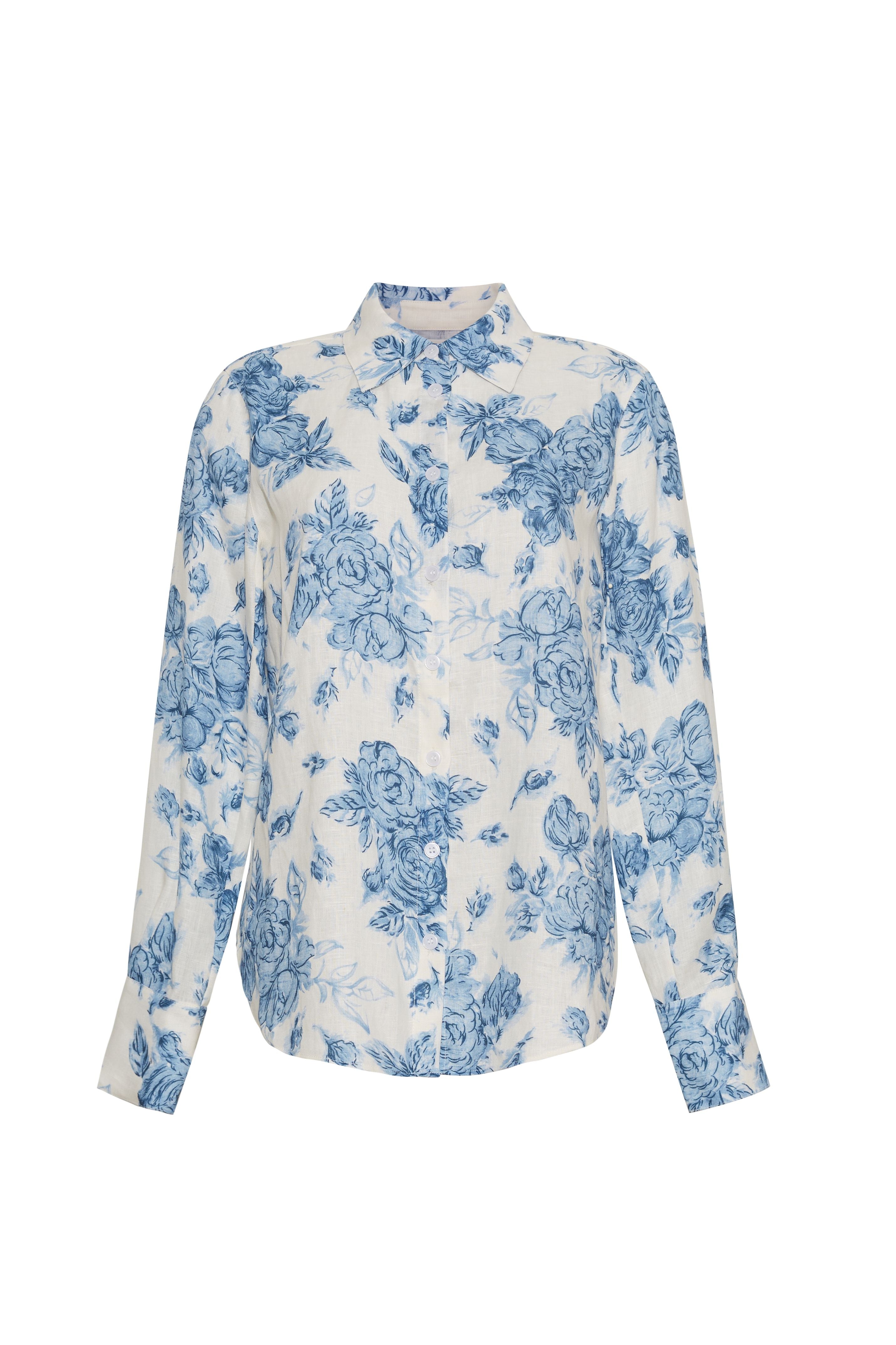 Perfect Shirt in Tossed Floral Blue