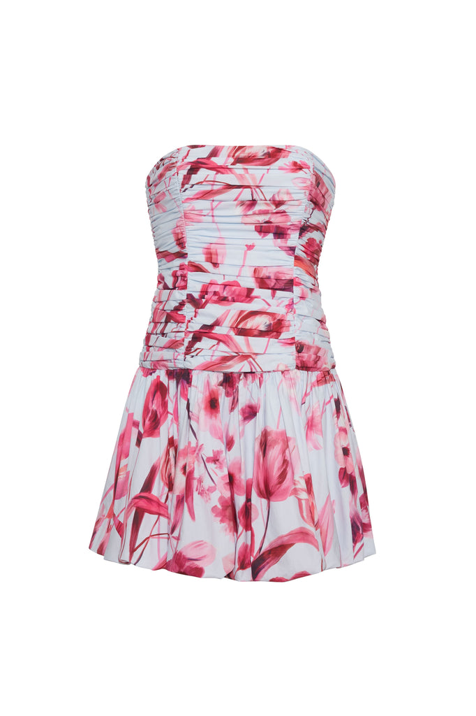 Montreal Mini Dress in Petal Sketch Light Blue