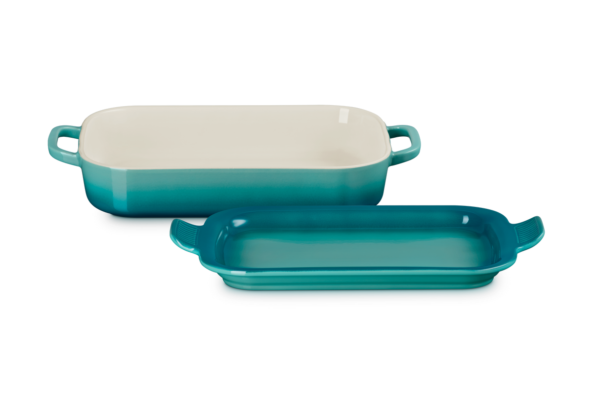 Shallow Rectangular Dish with Platter Lid in Riviera 3 qt.