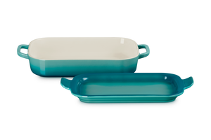 Shallow Rectangular Dish with Platter Lid in Riviera 3 qt.