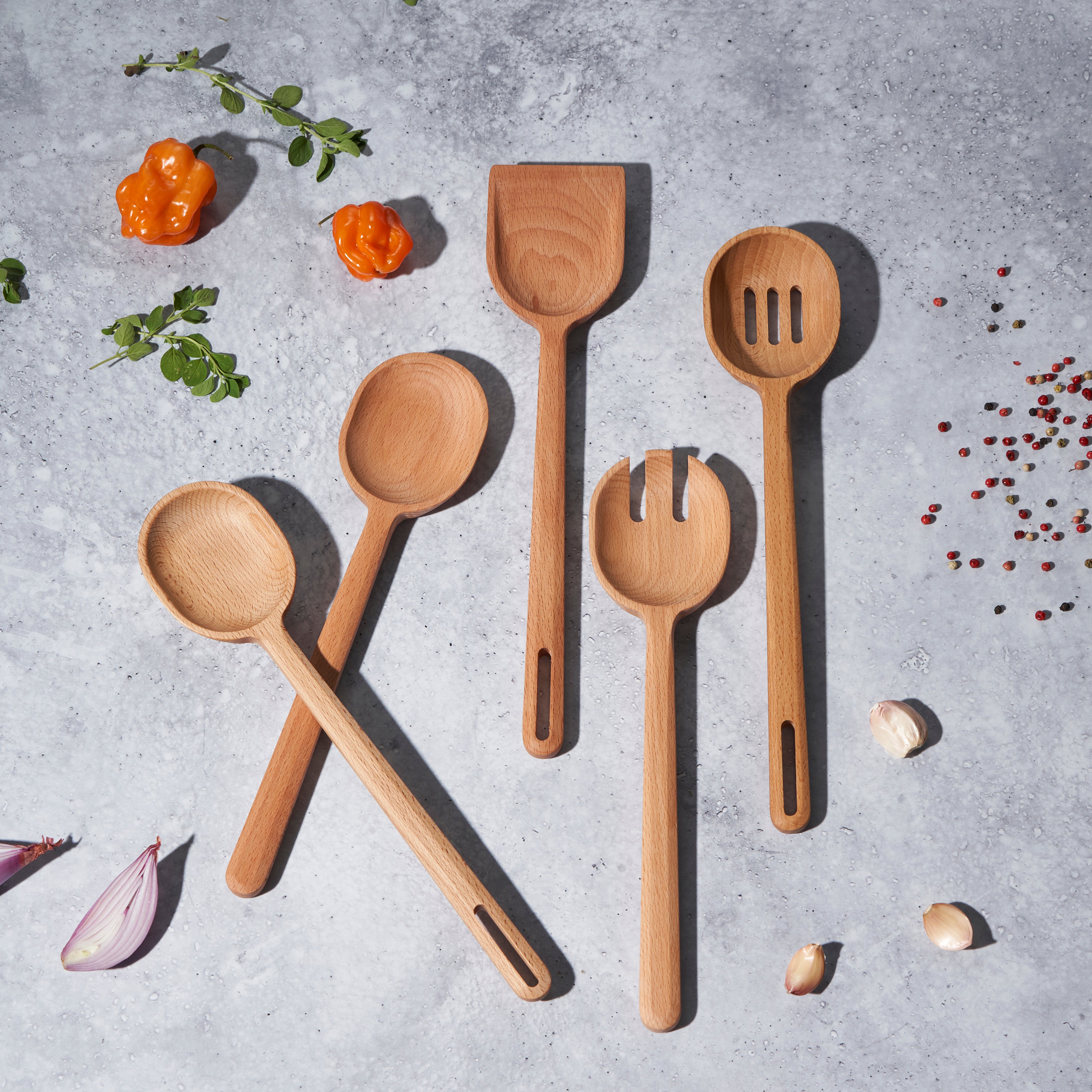 Signature Wood Slotted Spoon