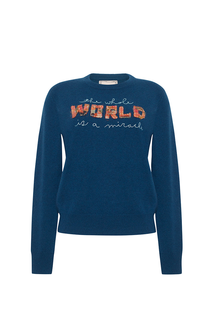 The Whole World Crewneck in Peacock