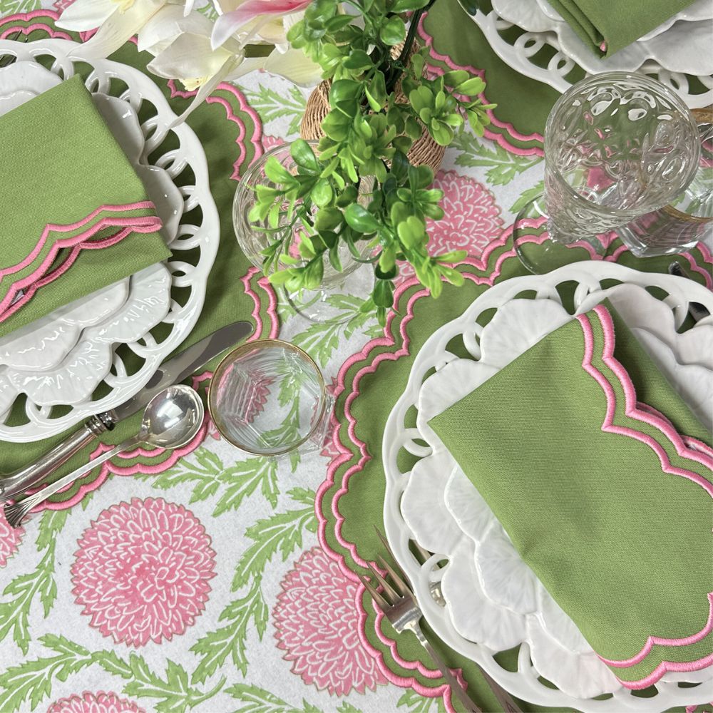 Pink and green luxury placemat and napkin