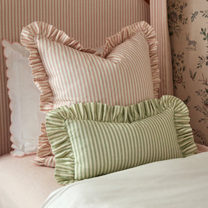 Carolina Stripe Frill Pillow in Palm Green - Caitlin Wilson Designs