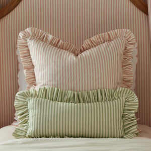Carolina Stripe Frill Pillow in Palm Green - Caitlin Wilson Designs