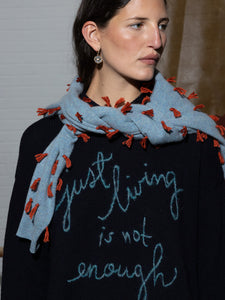 Just Living is Not Enough Crewneck RTW Lingua Franca NYC Navy XS