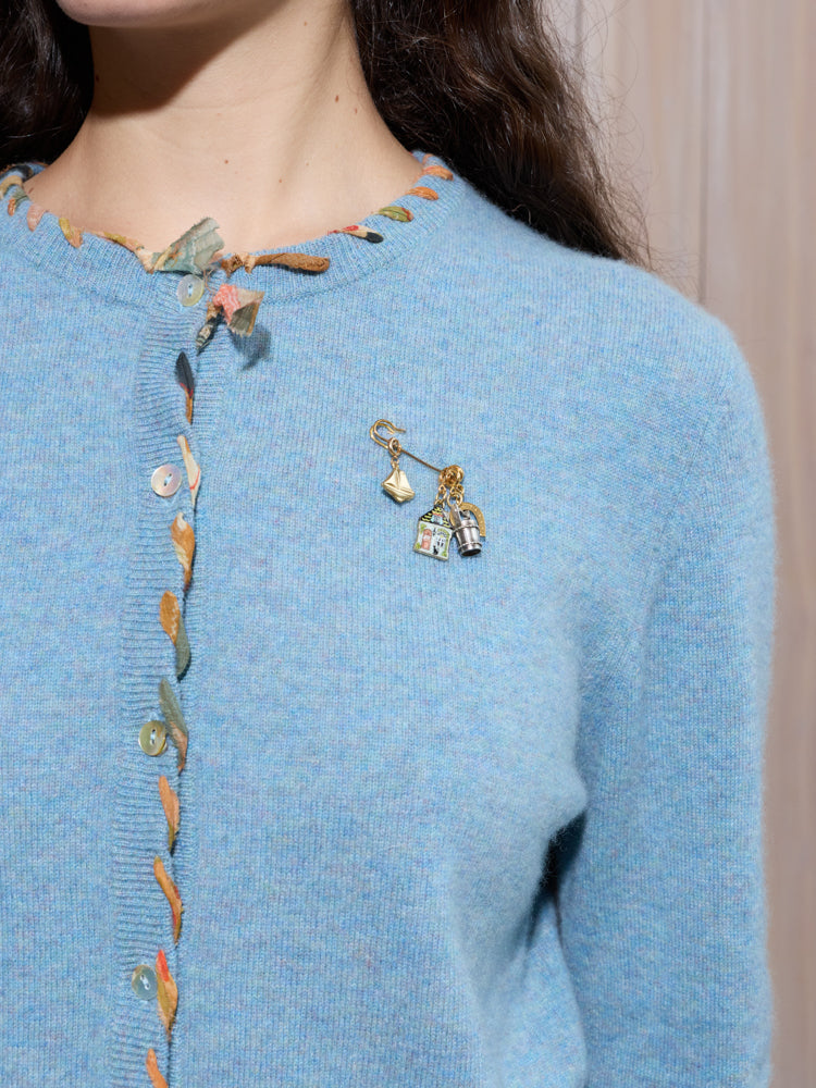 Gretel Cardigan RTW Lingua Franca NYC Sea XS