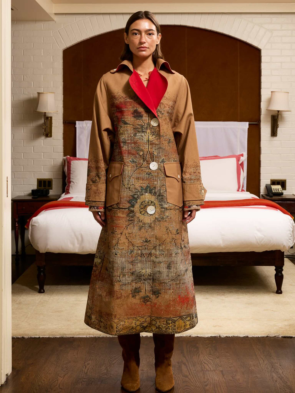 Marnie Trench Coat RTW LINGUA FRANCA NYC Rug Print XS