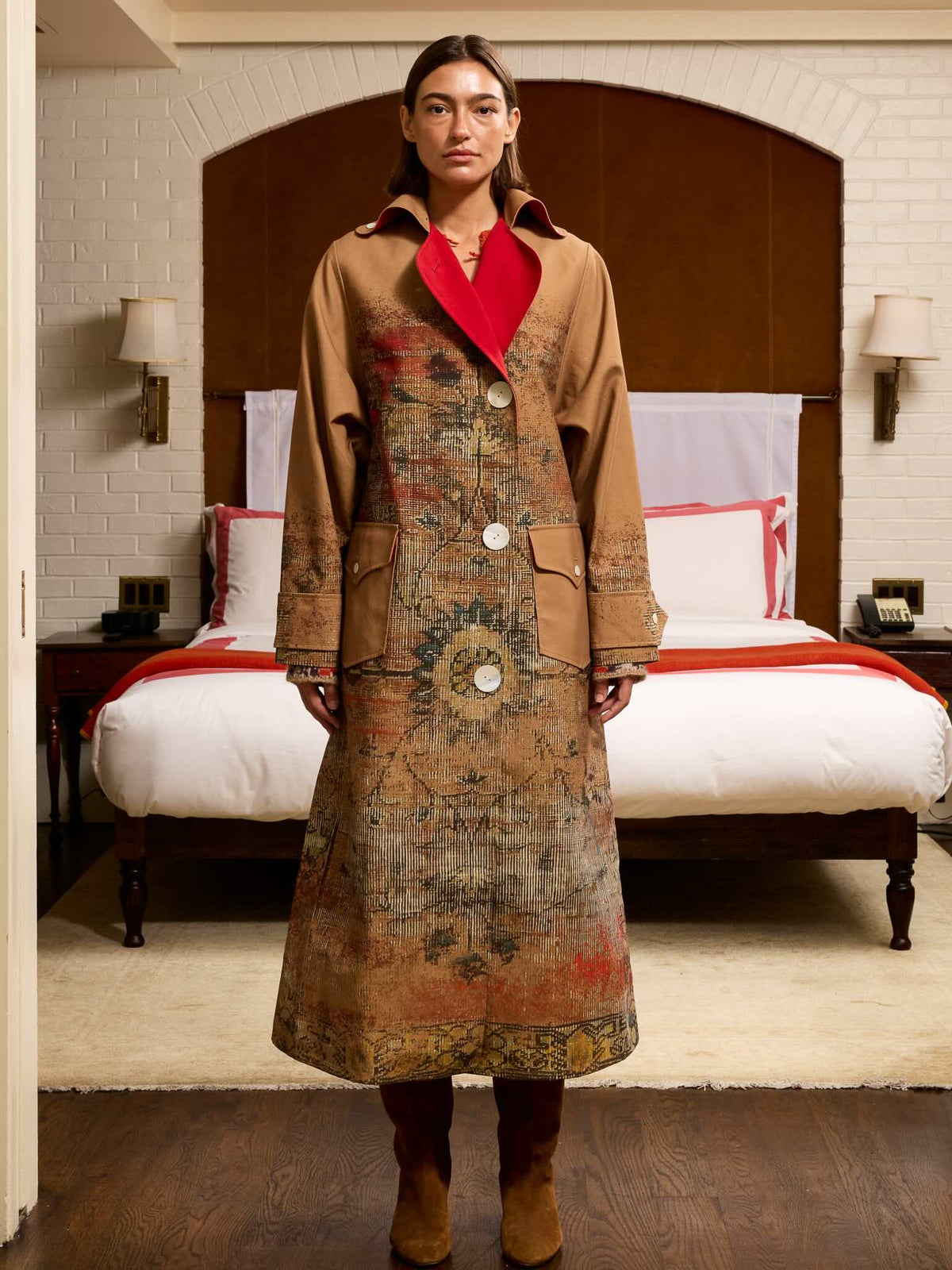 Marnie Trench Coat RTW LINGUA FRANCA NYC Rug Print XS