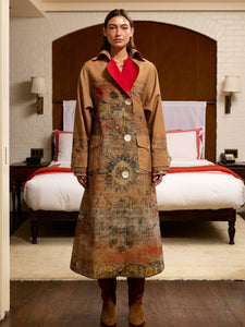 Marnie Trench Coat RTW LINGUA FRANCA NYC Rug Print XS