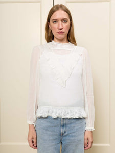 Patchwork Lace Shirt RTW LINGUA FRANCA NYC Ivory XS