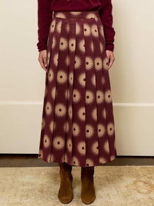 Williams Pleated Skirt RTW LINGUA FRANCA NYC Bordeaux Multi XS