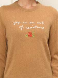 Joy is an Act of Resistance Crewneck RTW LINGUA FRANCA NYC Camel XS