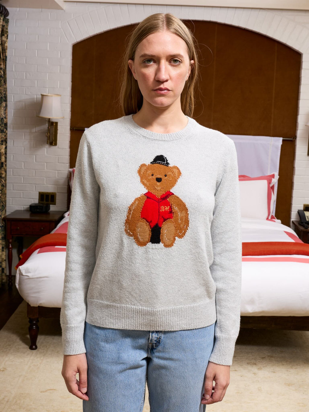 Bo Bear Cotton Crewneck RTW LINGUA FRANCA NYC