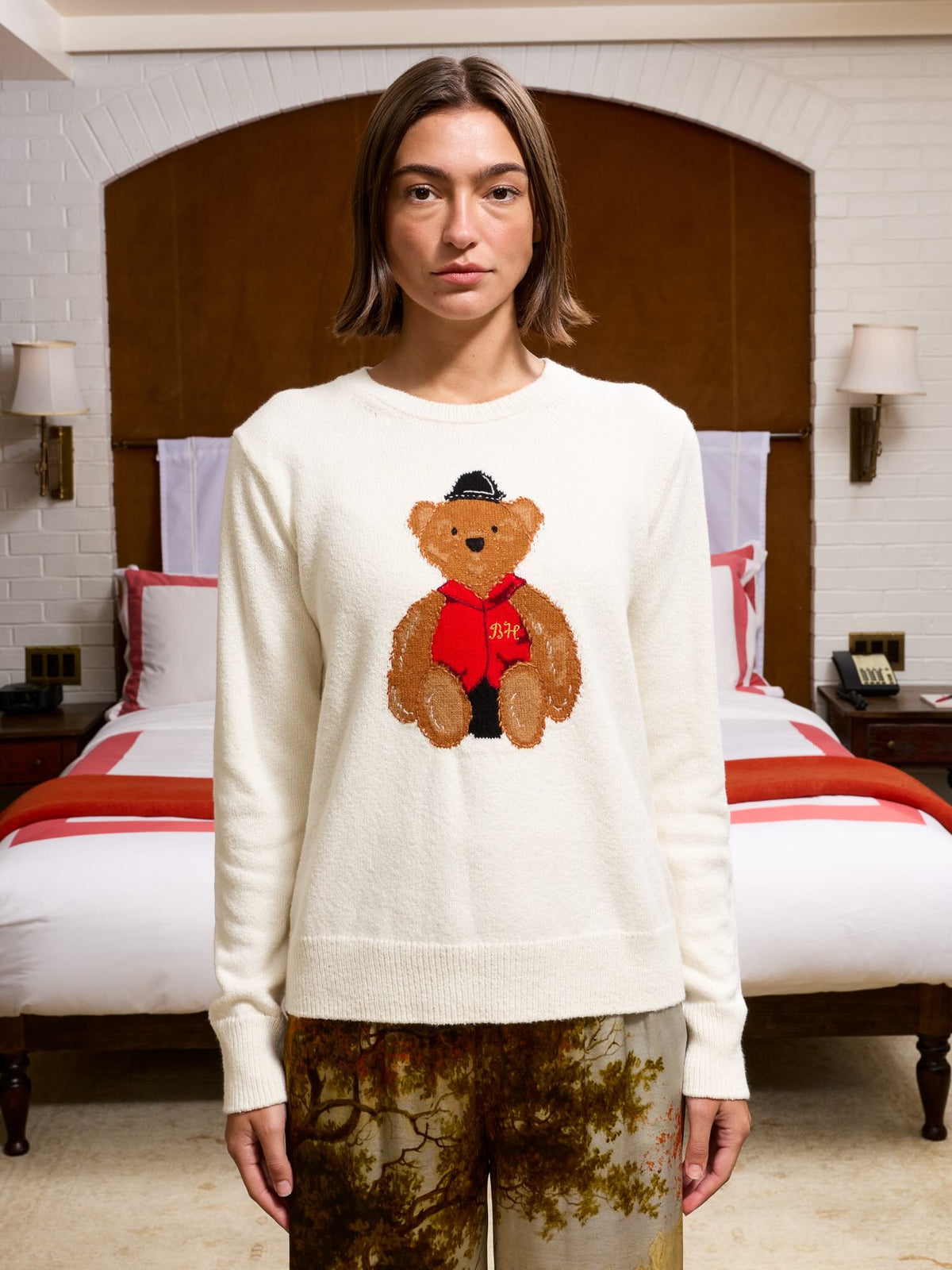 Bo Bear Cotton Crewneck RTW LINGUA FRANCA NYC