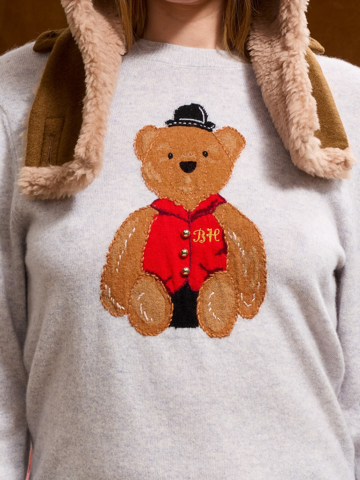 Bo Bear Cashmere Crewneck RTW LINGUA FRANCA NYC