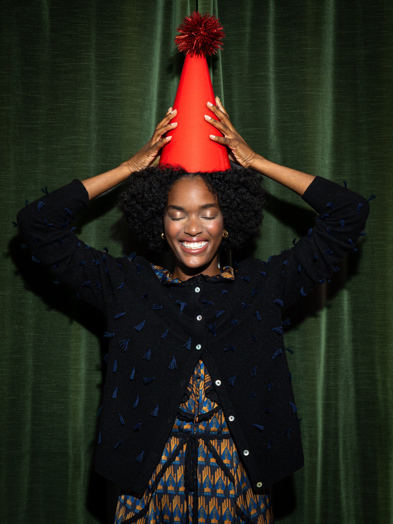 Quilt Knot Cardigan RTW Lingua Franca NYC Black XS