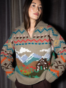 Henrik Polo Sweater RTW Lingua Franca NYC Olive XS