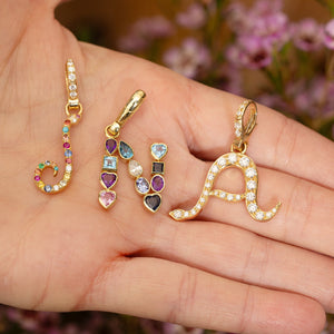 Diamond Snake Initial Charm