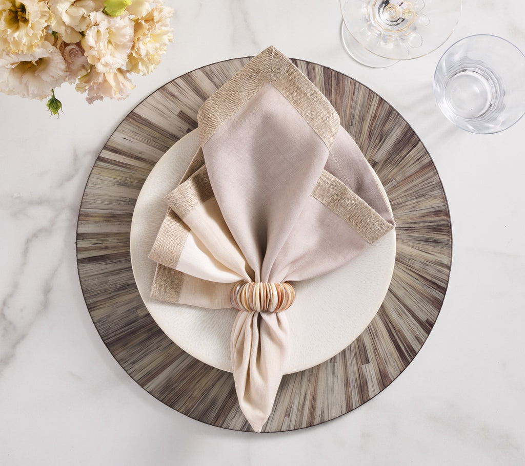 Shell Arc Napkin Ring in Natural & Ivory, Set of 4