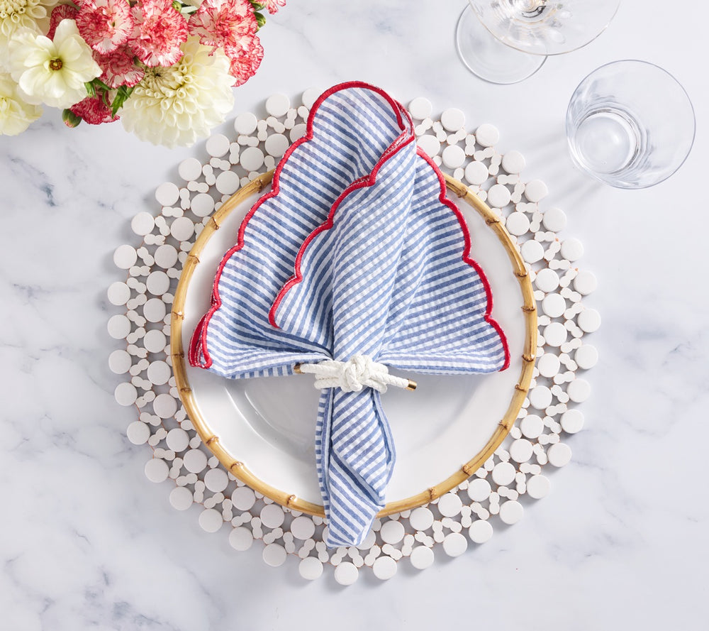 Fiesta Napkin in White, Navy & Red, Set of 4