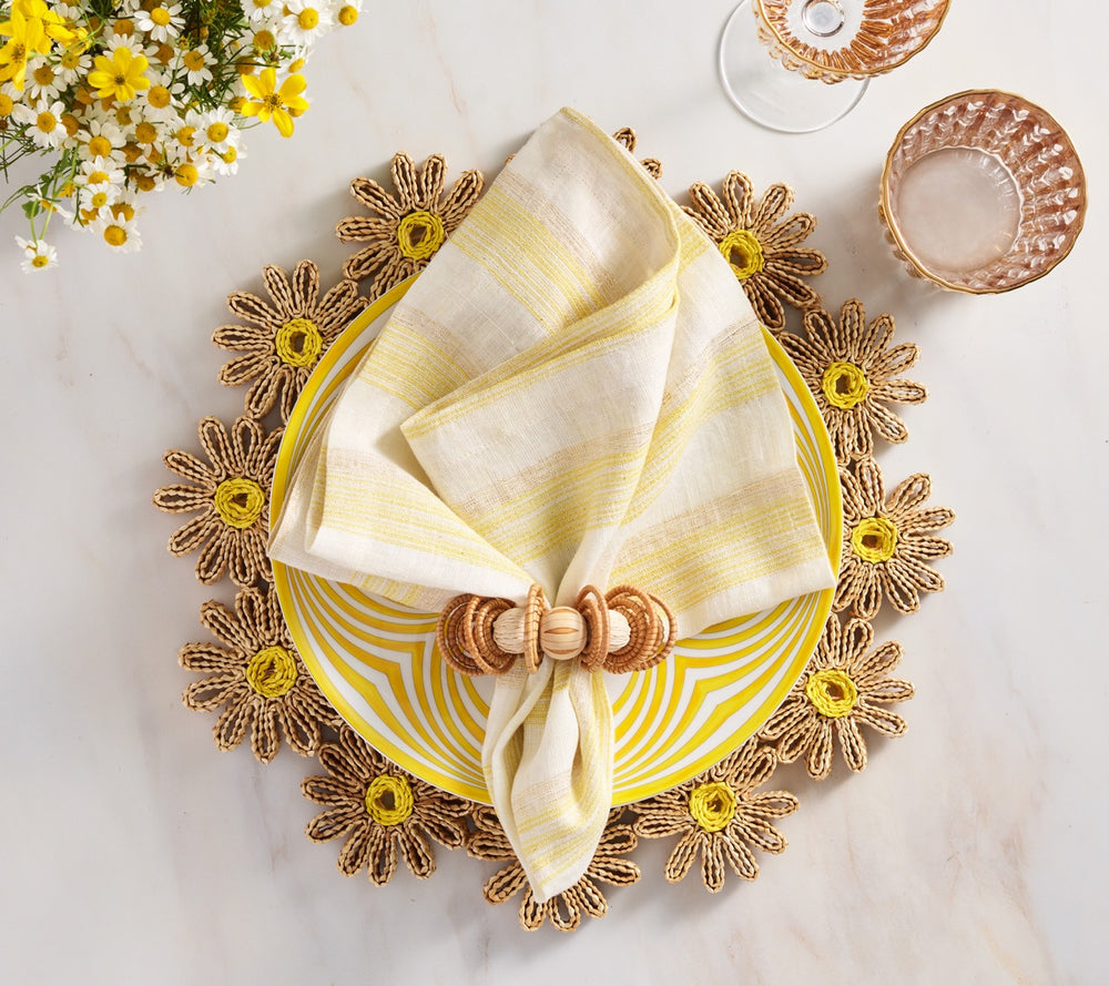 Broad Stripe Napkin in Yellow & White, Set of 4