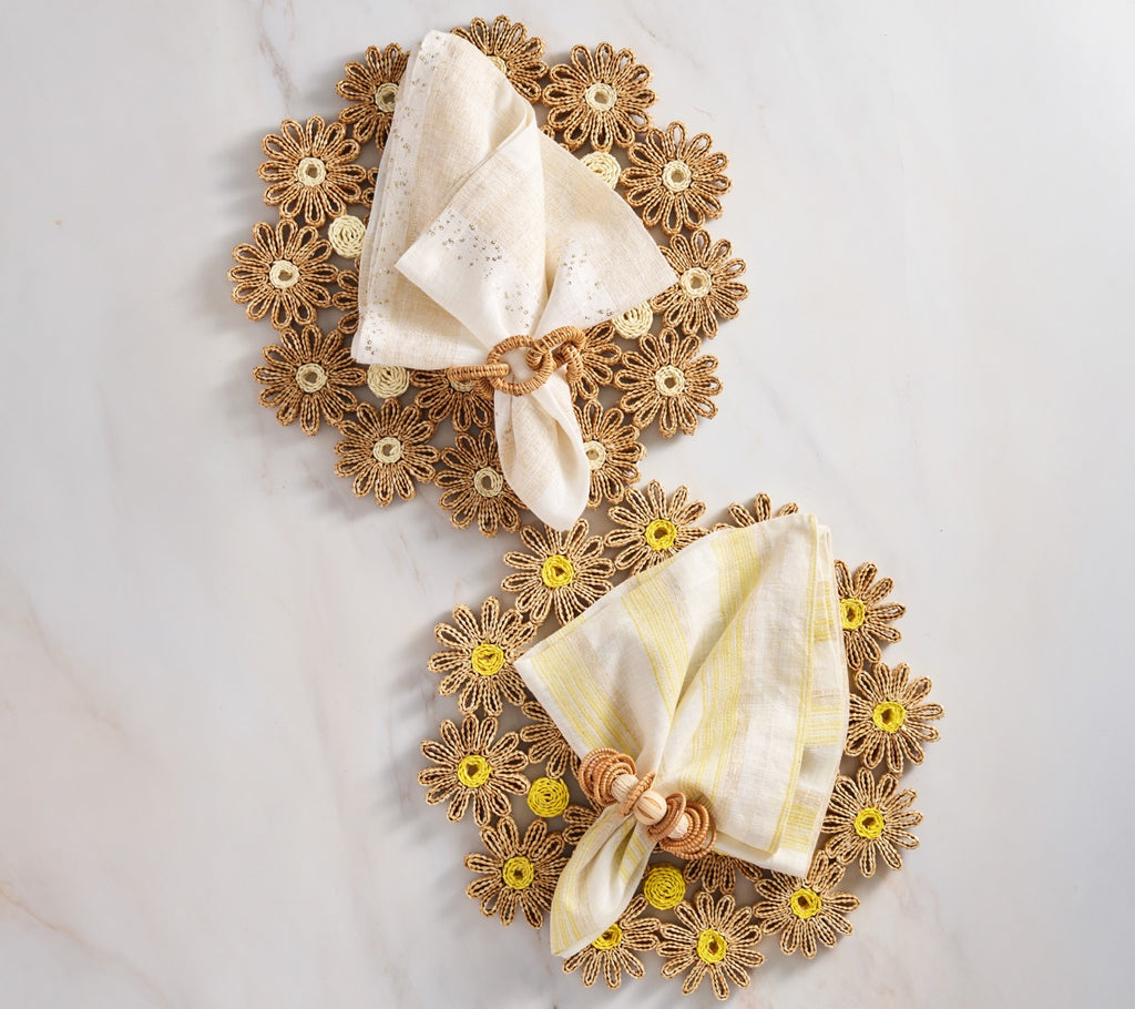 Broad Stripe Napkin in Yellow & White, Set of 4