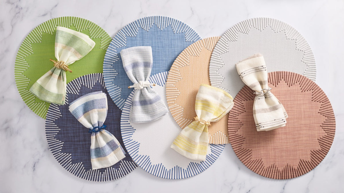 Broad Stripe Napkin in Yellow & White, Set of 4