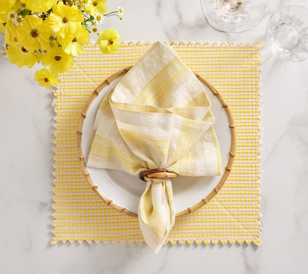 Broad Stripe Napkin in Yellow & White, Set of 4