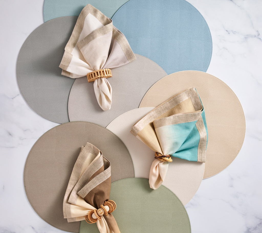 Calypso Napkin Ring in Natural & Brown, Set of 4