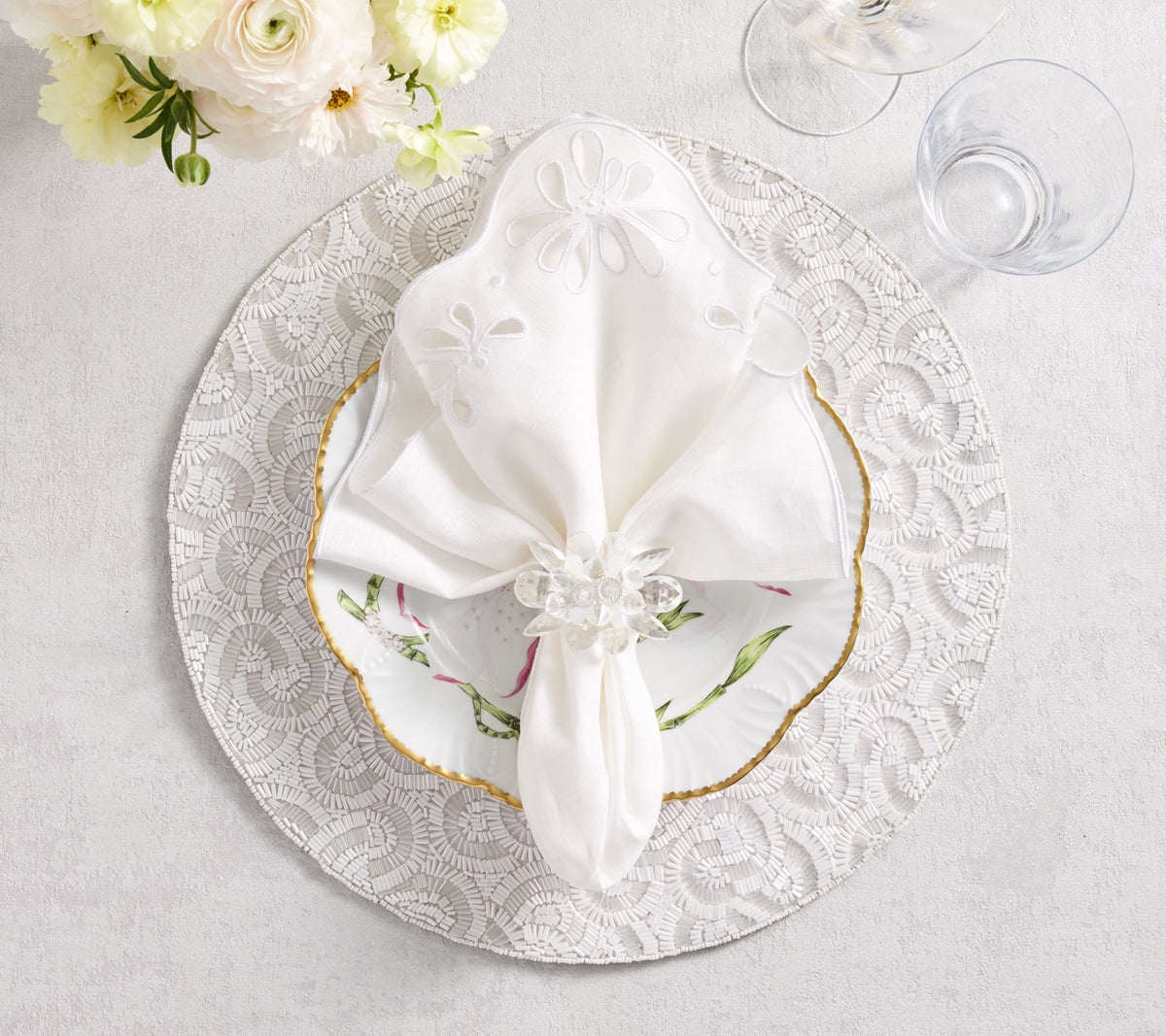 Bloom Napkin in White, Set of 4