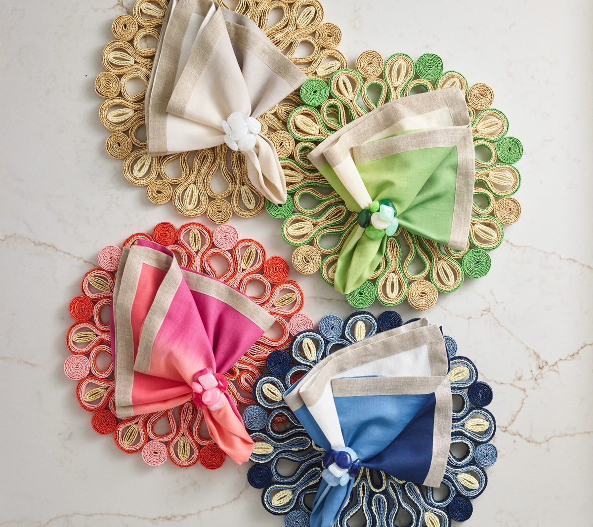 Marisol Placemat in Natural & Green, Set of 4