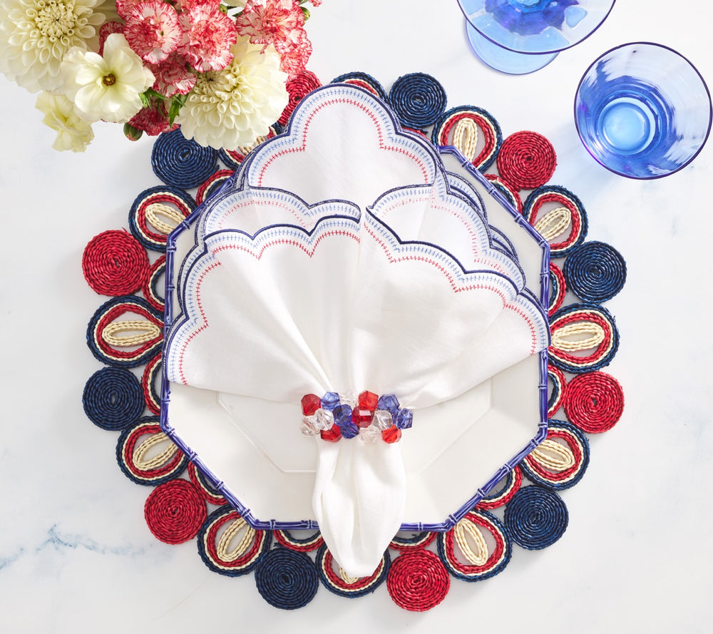 Lune Napkin in White, Red & Blue, Set of 4