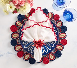 Marisol Placemat in Red, White & Blue , Set of 4