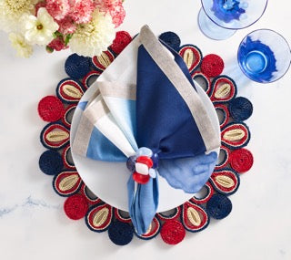 Marisol Placemat in Red, White & Blue , Set of 4