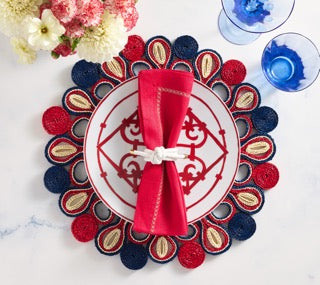 Marisol Placemat in Red, White & Blue , Set of 4